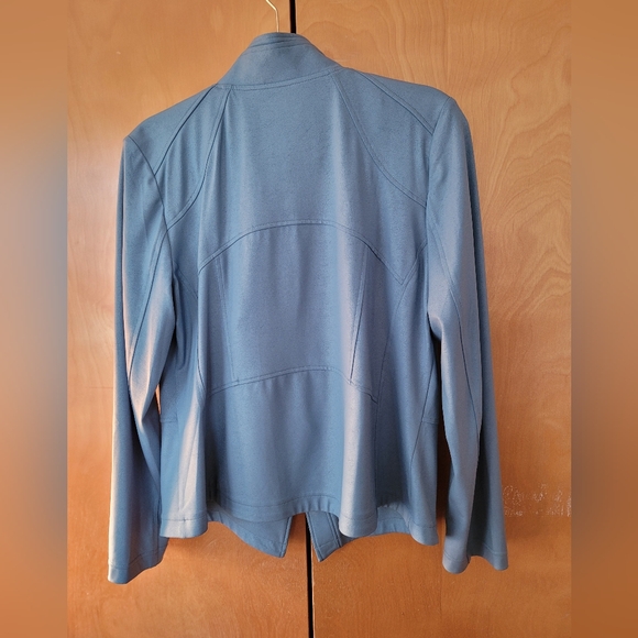 CLARA SUNWOO Liquid Leather Light Blue Jacket Size M - Picture 2 of 5